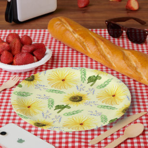 Sunny Floral Pattern Napkins Paper Plate