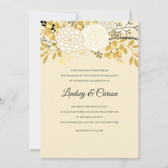 Sunny Floral Wedding Invitation (Front)