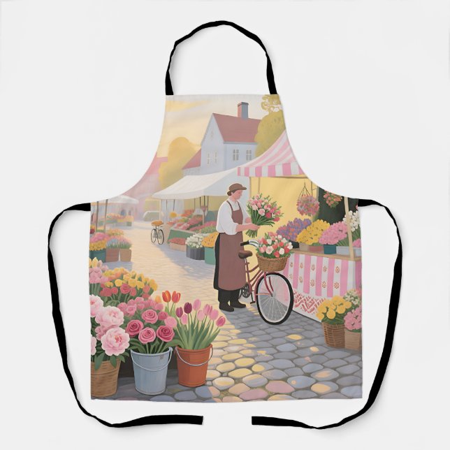Sunny Flower Street Scene Apron (Front)