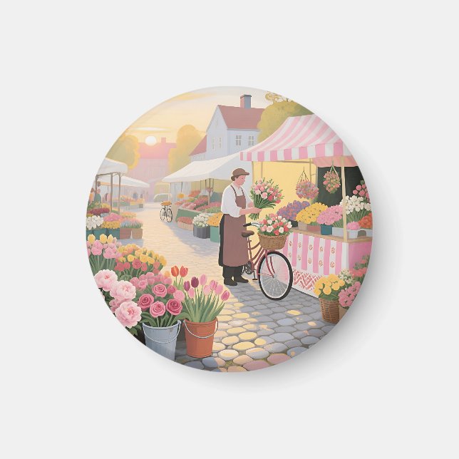 Sunny Flower Street Scene Magnet (Front)