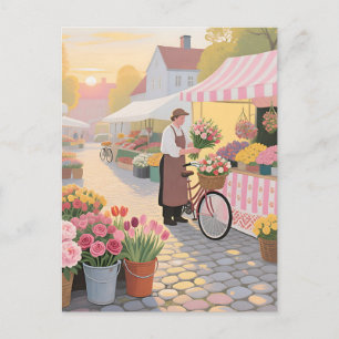 Sunny Flower Street Scene Postcard