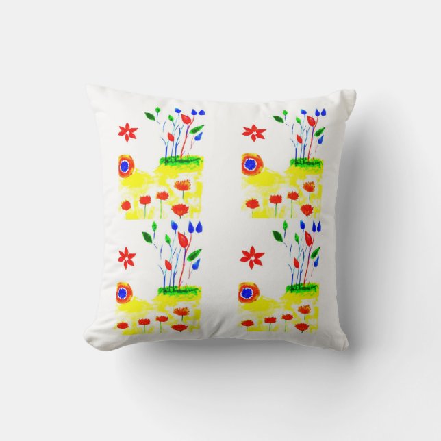Sunny Flowers Bright Day Nature Cushion (Front)