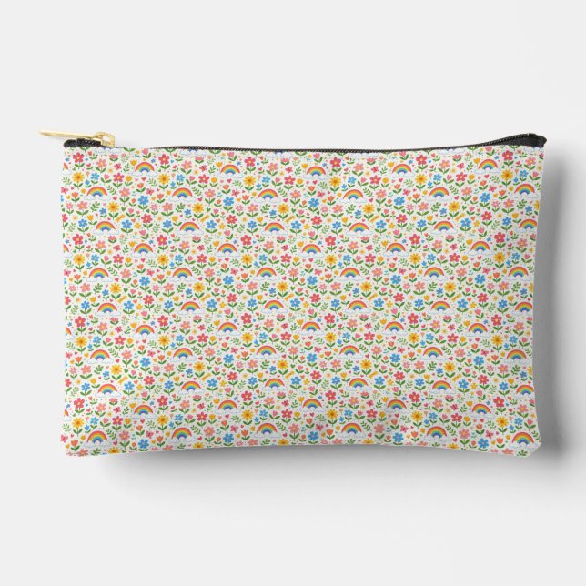Sunny Flowery Rainbow Day Accessory Pouch (Front)
