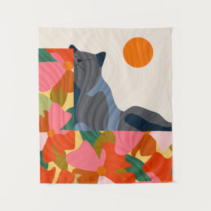Sunny Garden Cat Tapestry