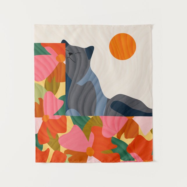 Sunny Garden Cat Tapestry (Front)