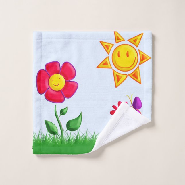 Sunny garden illustration wash cloth (Wash Cloth)