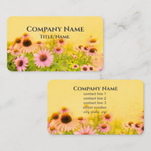 sunny garden pink cone flowers custom business card