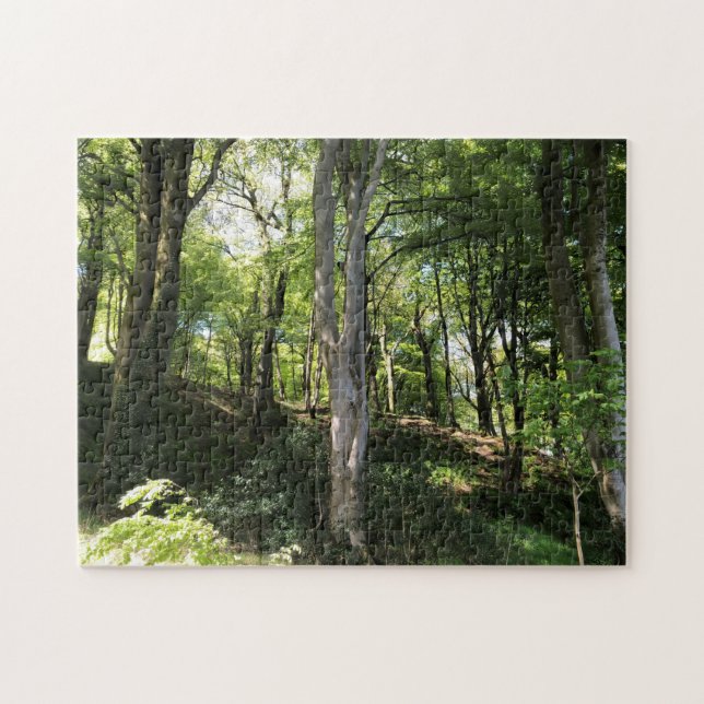 Sunny Glade. Sunbeams in woodland scenery.  Jigsaw Puzzle (Horizontal)