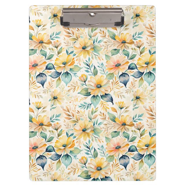 Sunny Gold Flowers Clipboard (Front)