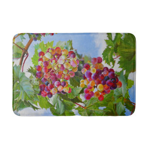 Sunny Grapevine – Colourful Grapes Still Life Pain Bath Mat
