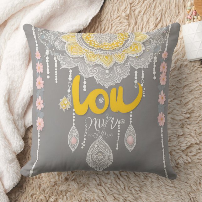 Sunny Gray Lace AI art  Cushion (Blanket)