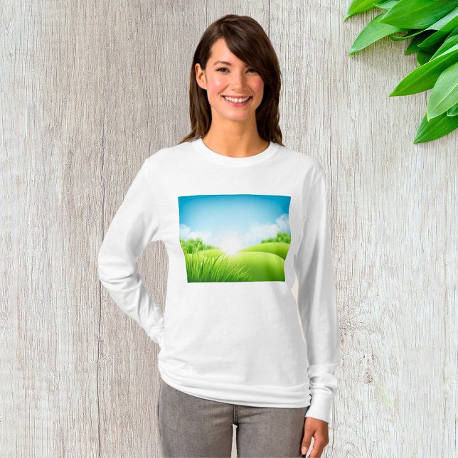 Sunny Green Field Landscape T-Shirt (Creator Uploaded)