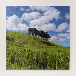 Sunny Hawaiian Fields with Tree Photo Jigsaw Puzzle