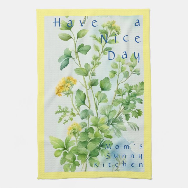 Sunny Herbs Kitchen Towel (Vertical)