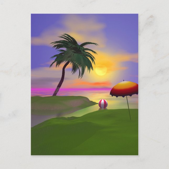 Sunny Island Beach Vacation Postcard (Front)