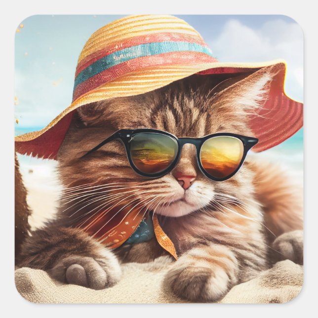 Sunny Kitty  Square Sticker (Front)