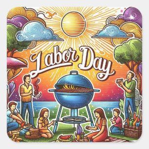 Sunny Labour Day Celebration Square Sticker