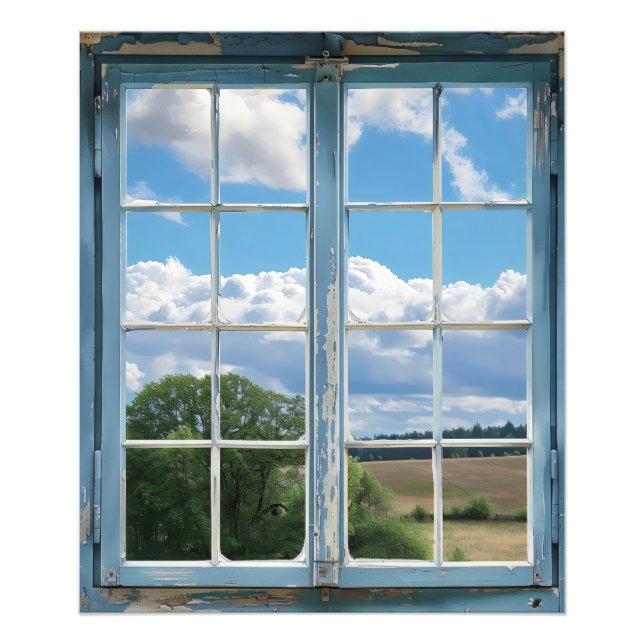 Sunny Landscape Window View Photo Print (Front)