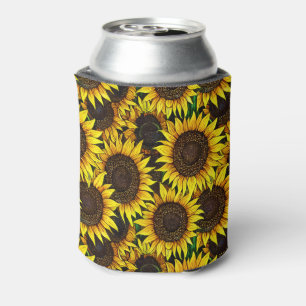 Sunny Large Sunflowers Pattern  Can Cooler