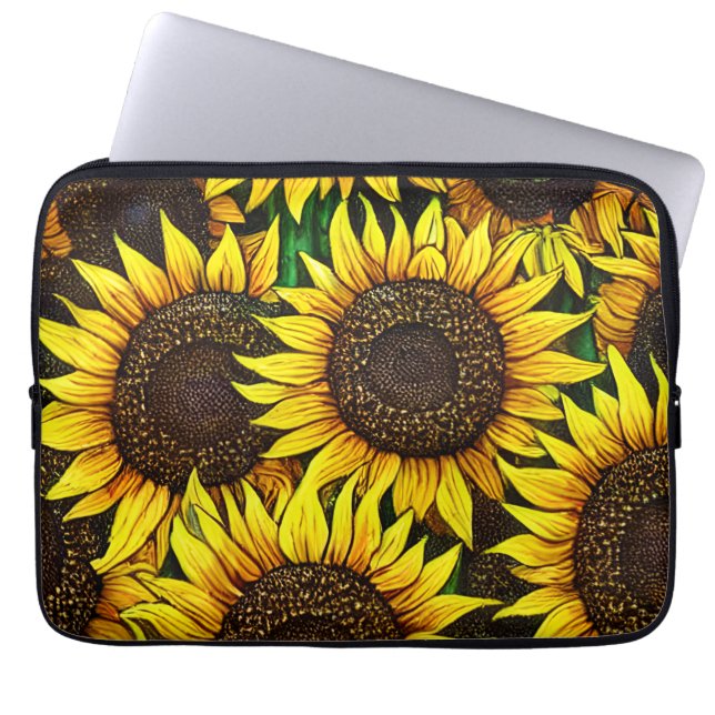 Sunny Large Sunflowers Pattern   Laptop Sleeve (Front)