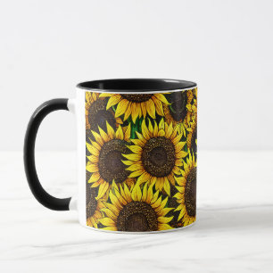 Sunny Large Sunflowers Pattern  Mug