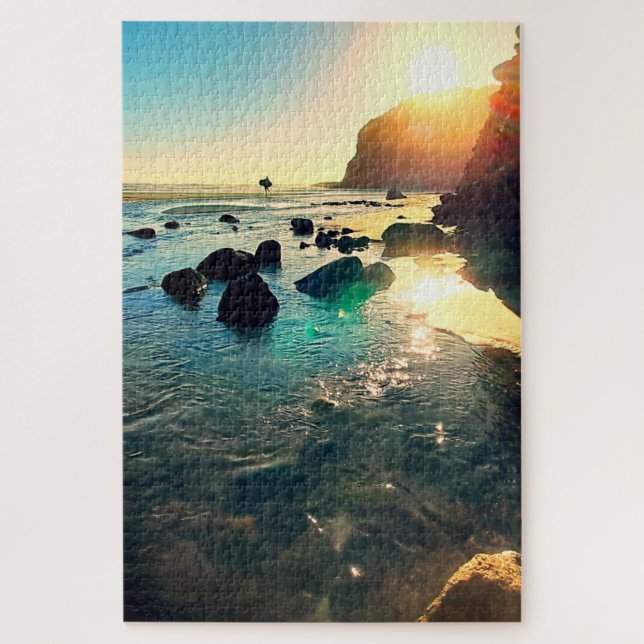 Sunny Late Afternoon Surfer At The Beach Photo Jigsaw Puzzle (Vertical)