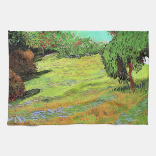 Sunny Lawn in a Public Park by Vincent van Gogh Tea Towel