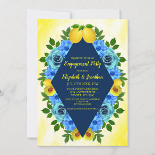 Sunny Lemon Floral Engagement Party Invitation