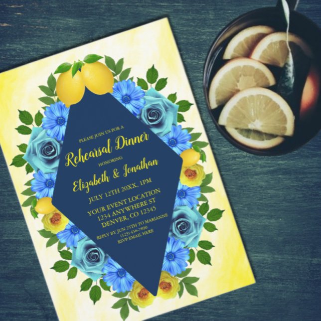 Sunny Lemon Floral Rehearsal Dinner Invitation (Creator Uploaded)