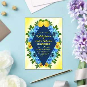 Sunny Lemon Floral Wedding Acrylic Invitations
