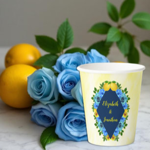 Sunny Lemon Floral Wedding Paper Cups