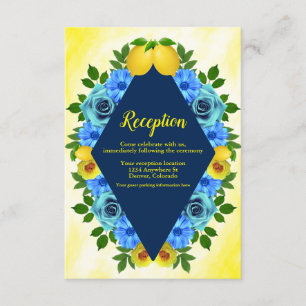 Sunny Lemon Floral Wedding Reception Enclosure Card