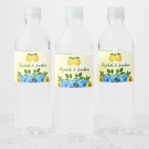 Sunny Lemon Floral Wedding Water Bottle Label
