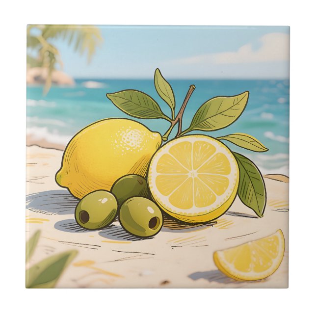 Sunny Lemon Olive Beachside Fresh Tile (Front)