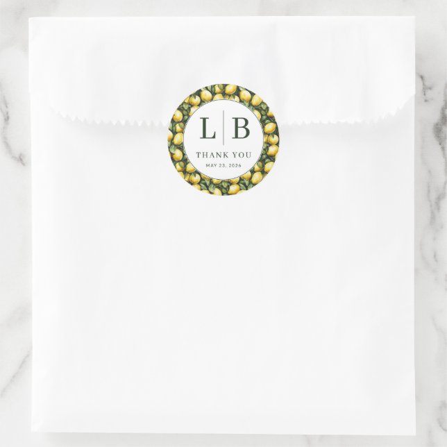 Sunny Lemon Wedding Classic Round Sticker (Bag)