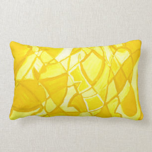 Sunny Lemon Yellow Abstract Modern Art PIllow