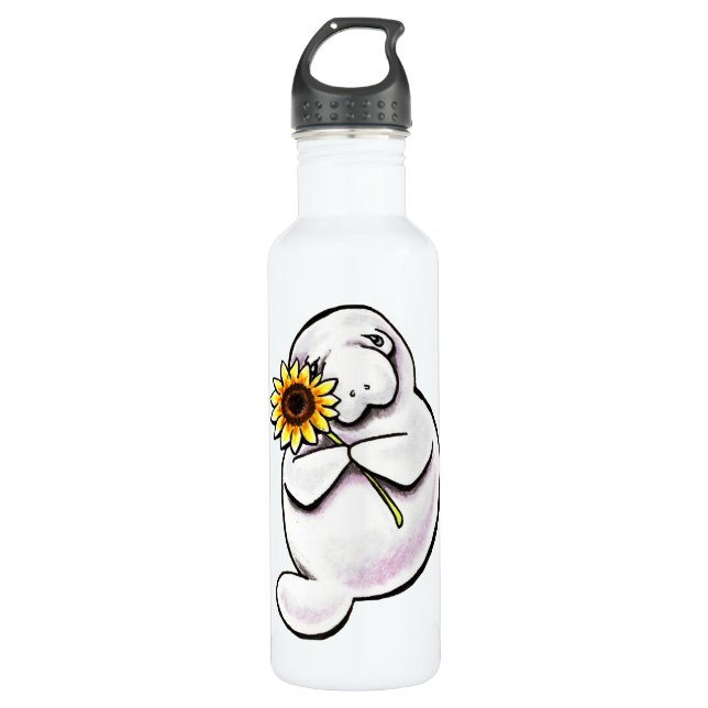 Sunny Manatee Off-Leash Art™ 710 Ml Water Bottle (Front)