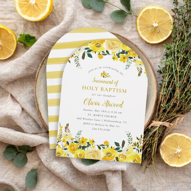 Sunny Meadow Floral Baptism Invitation (Creator Uploaded)
