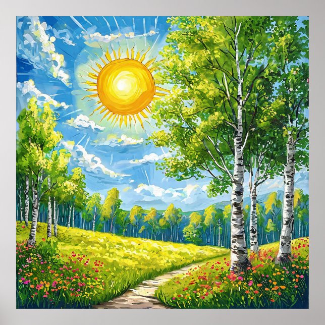 🌞 Sunny Meadow Landscape For Relaxing Home Decor  (Front)