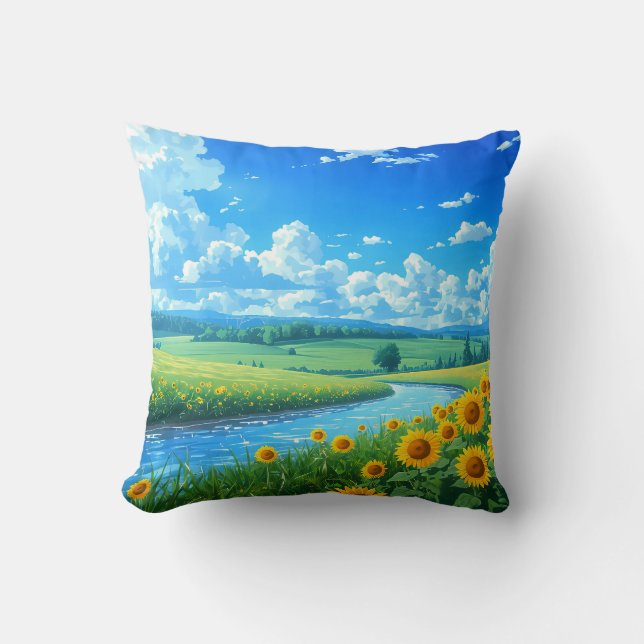 Sunny Meadow Throw Pillow (Front)