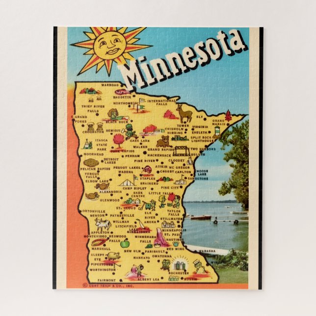 Sunny Minnesota Map 16x20 Jigsaw Puzzle (Vertical)