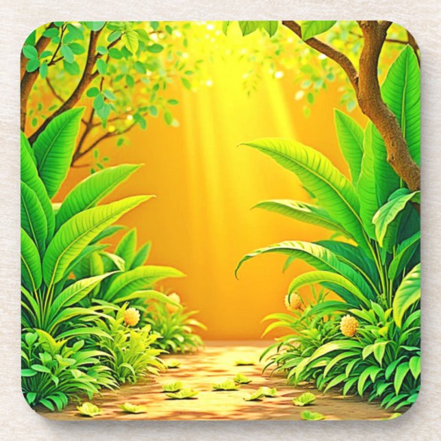 Sunny Nature Path Art Coaster (Front)