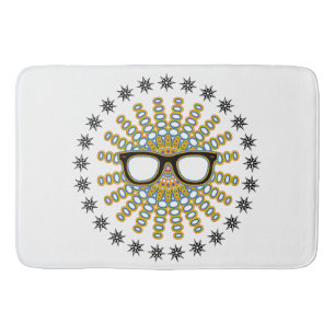 Sunny Nerd Glasses + your backgr. & ideas Bath Mat