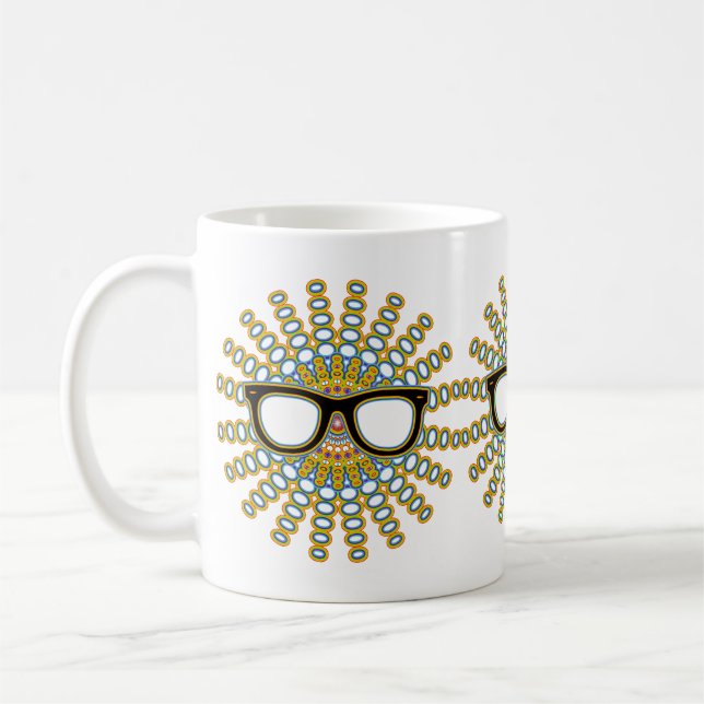 Sunny Nerd Glasses + your backgr. & ideas Coffee Mug (Left)