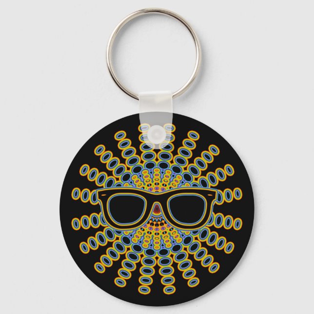Sunny Nerd Glasses + your backgr. & ideas Key Ring (Front)
