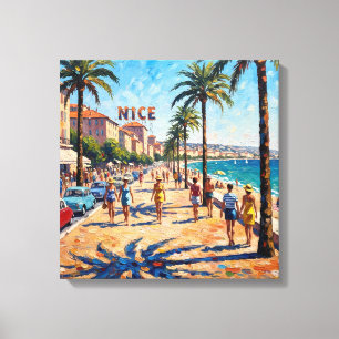 Sunny Nice Riviera Promenade Canvas Art