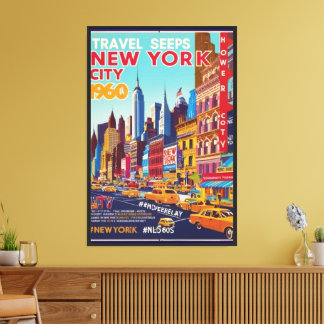 Sunny NYC Adventure | 60s Style Illustration Canvas Print