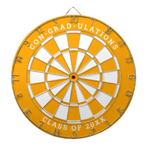 Sunny Orange & White Graduation   Custom Text Dartboard