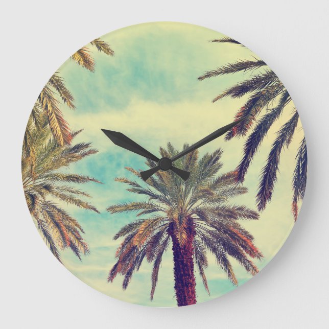 Sunny Palm Plantation: Cultivated Oasis. Large Clock (Front)