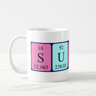 Sunny periodic table name mug